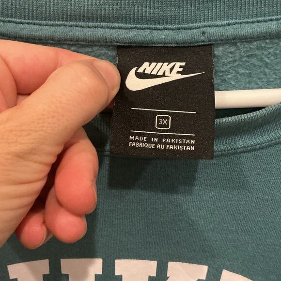 Nike Womens Sweatshrit Plus Size 3X Teal Green Spellout Logo Athleisure Leisure - Picture 3 of 8
